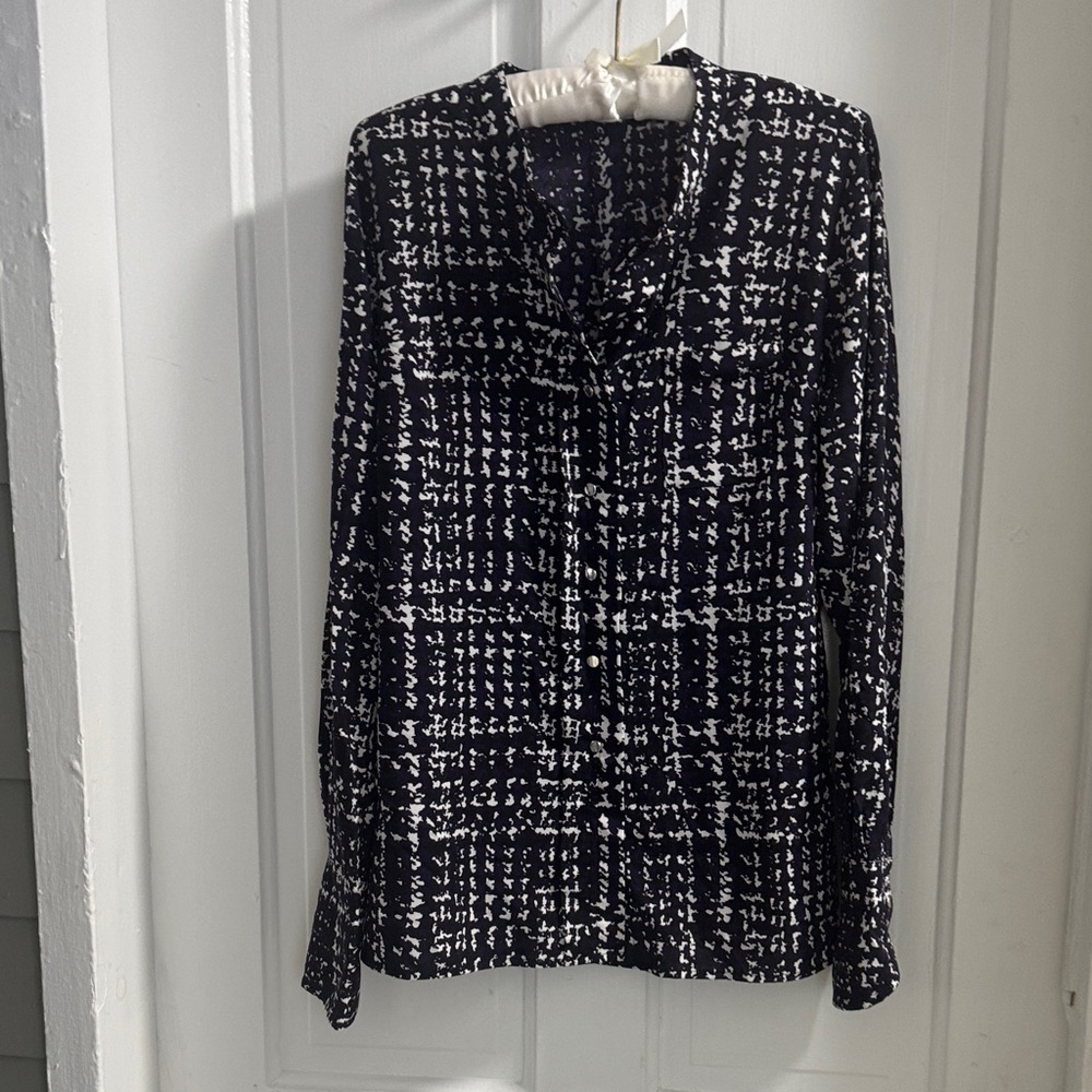 Calvin Klein Monochrome Checkered Blouse